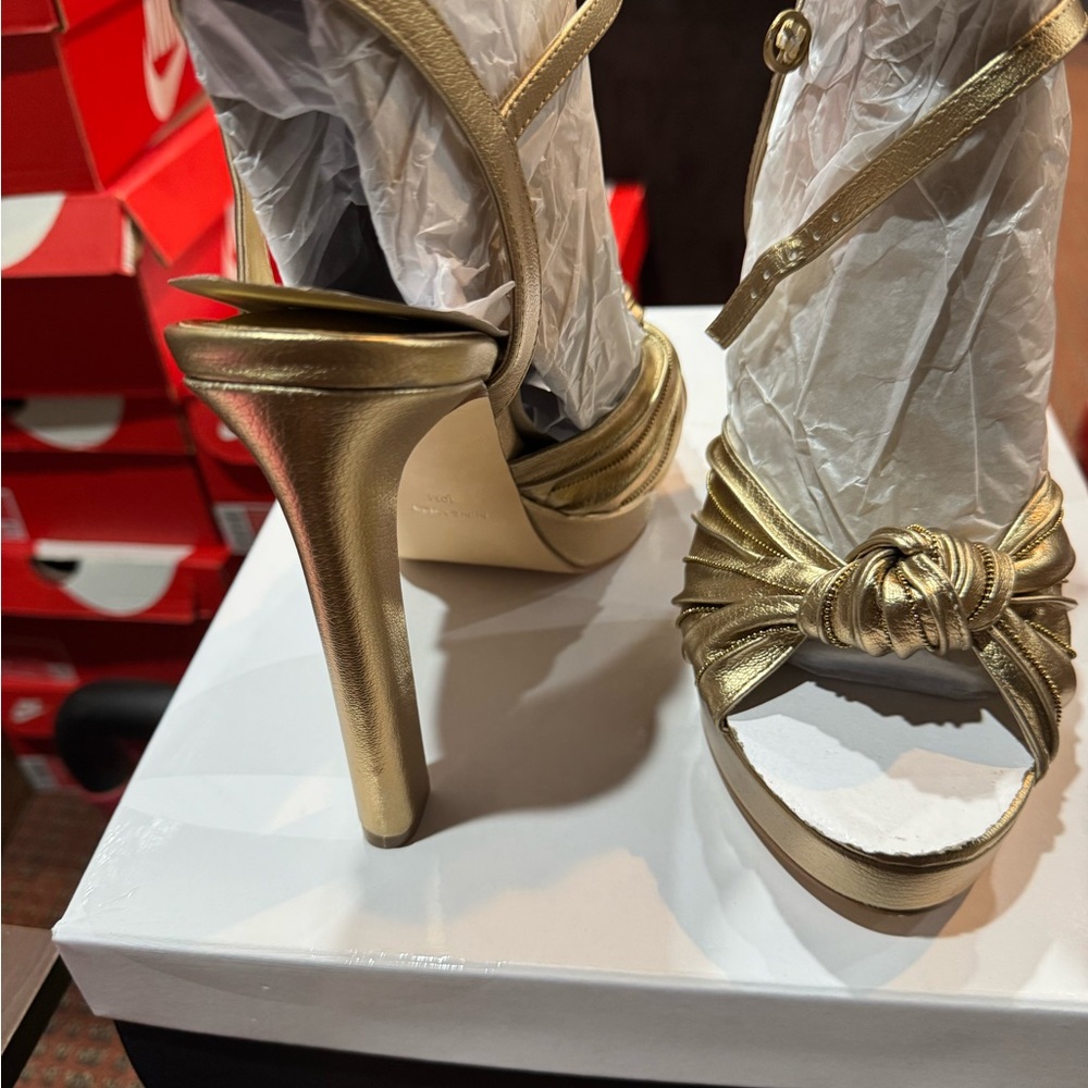 Nine West Gold Stiletto Heels with Knotted Detail